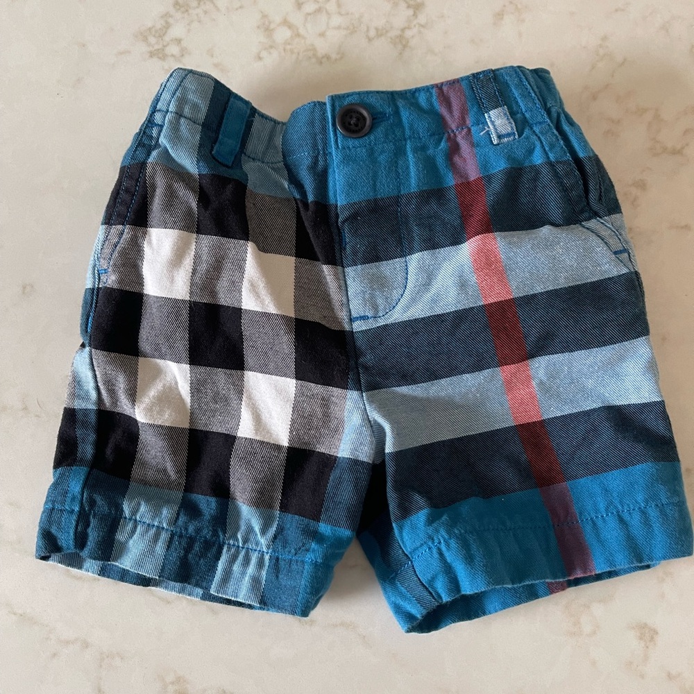 Burberry Children Shorts 6 month Blue Check Plaid